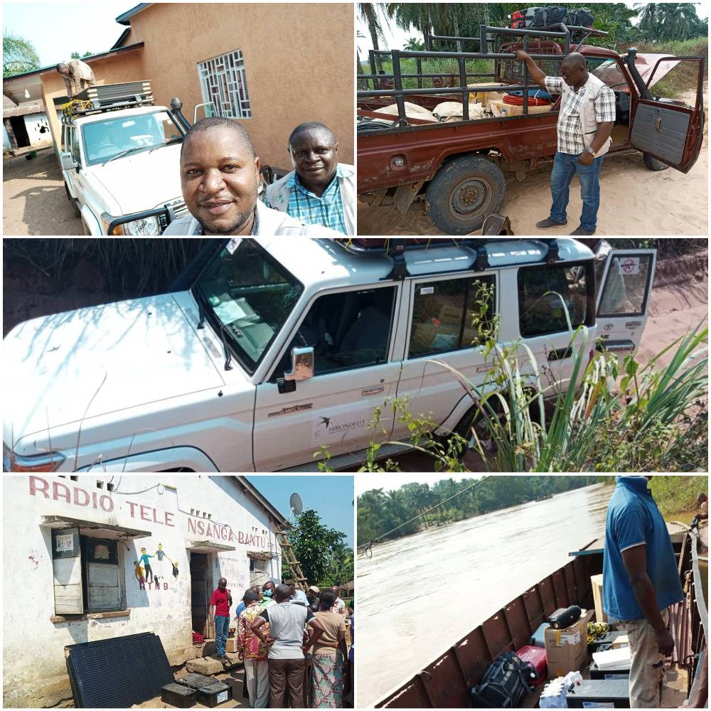 A few images of the trips undertaken by Fondation Hirondelle&#039;s team in the DRC to deliver and install equipment in support of partner radios in the two provinces of Kasai and Kasai Central.