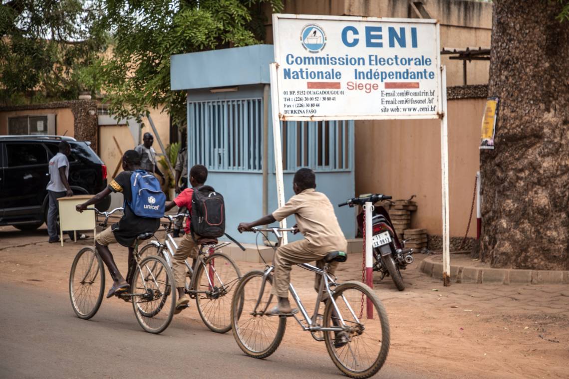 In front of the  HQ of the Independent National Electoral Commission in Ouagadougou, capital of Burkina Faso.