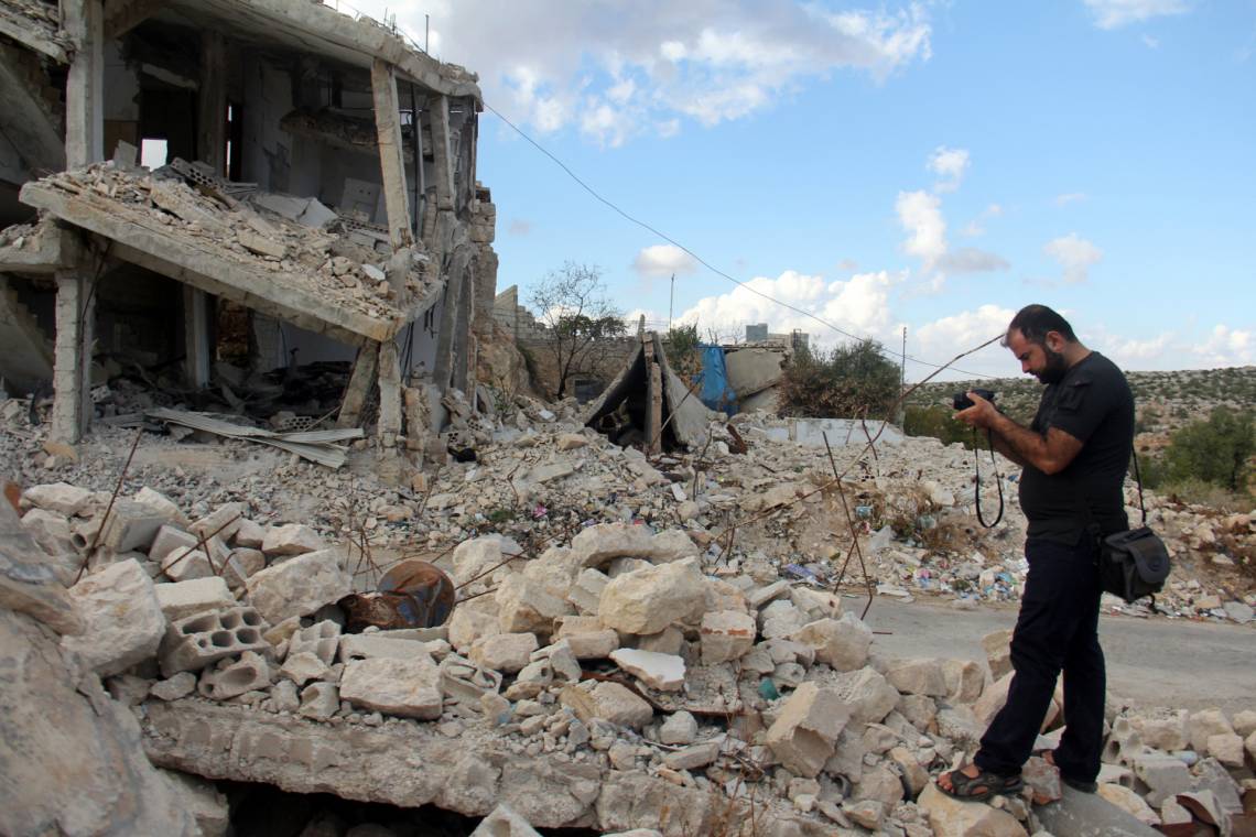 Dans le village syrien de Marayan (province d&#039;Idlib) après un bombardement, en octobre 2017.