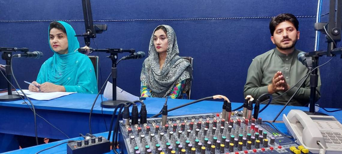 Journalists in the TNN studio in Peshawar