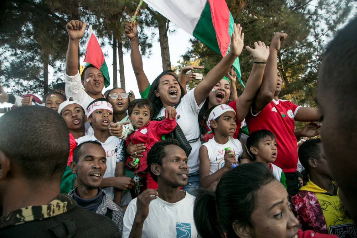 Malagasy people celebrating their national football team&#039;s return to Antananarivo after their first qualification to the African Cup of nations (ACN) on 13 of July 2019