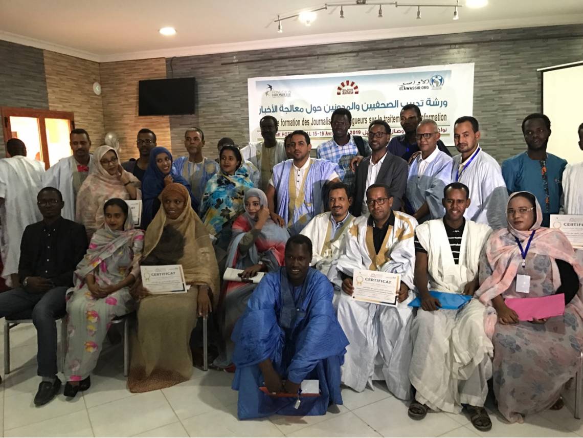 The team of journalists at the end of their training in Nouakchott 