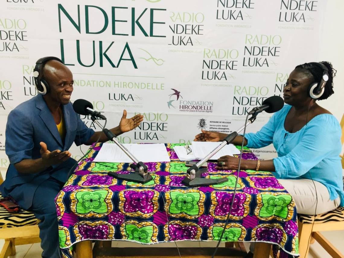 During the recording of the education programme in the studios of Radio Ndeke Luka in Bangui.