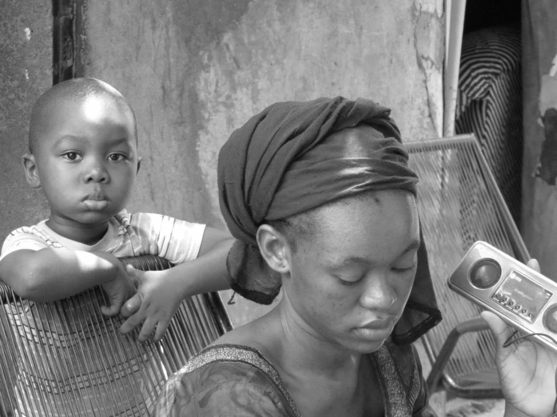 A young radio listener in Bamako, Mali.