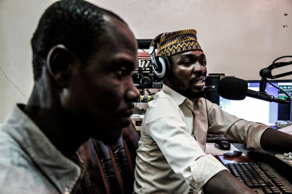 In the Radio Ndeke Luka studio, Bangui.