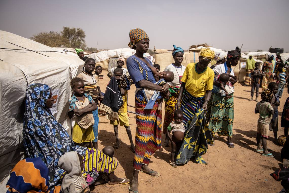 Inside an IDP camp in Barsalogho, Burkina Faso, in January 2020.
