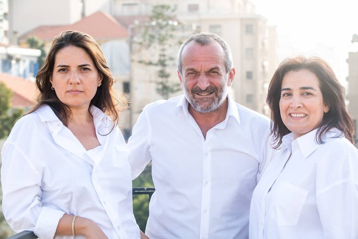 Alia Ibrahim (left), Hazem El-Amin and Diana Moukalled, the three founders of Daraj. 