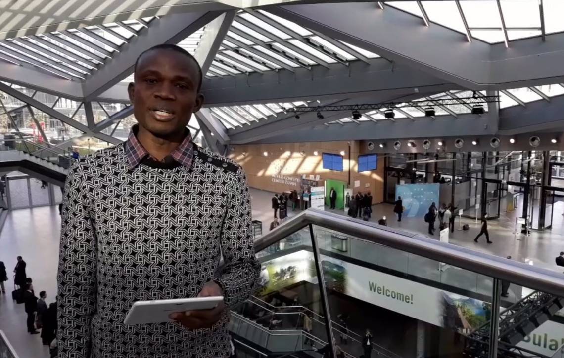 Gildas Nabeza, de Radio Ndeke Luka, à la COP23 à Bonn.