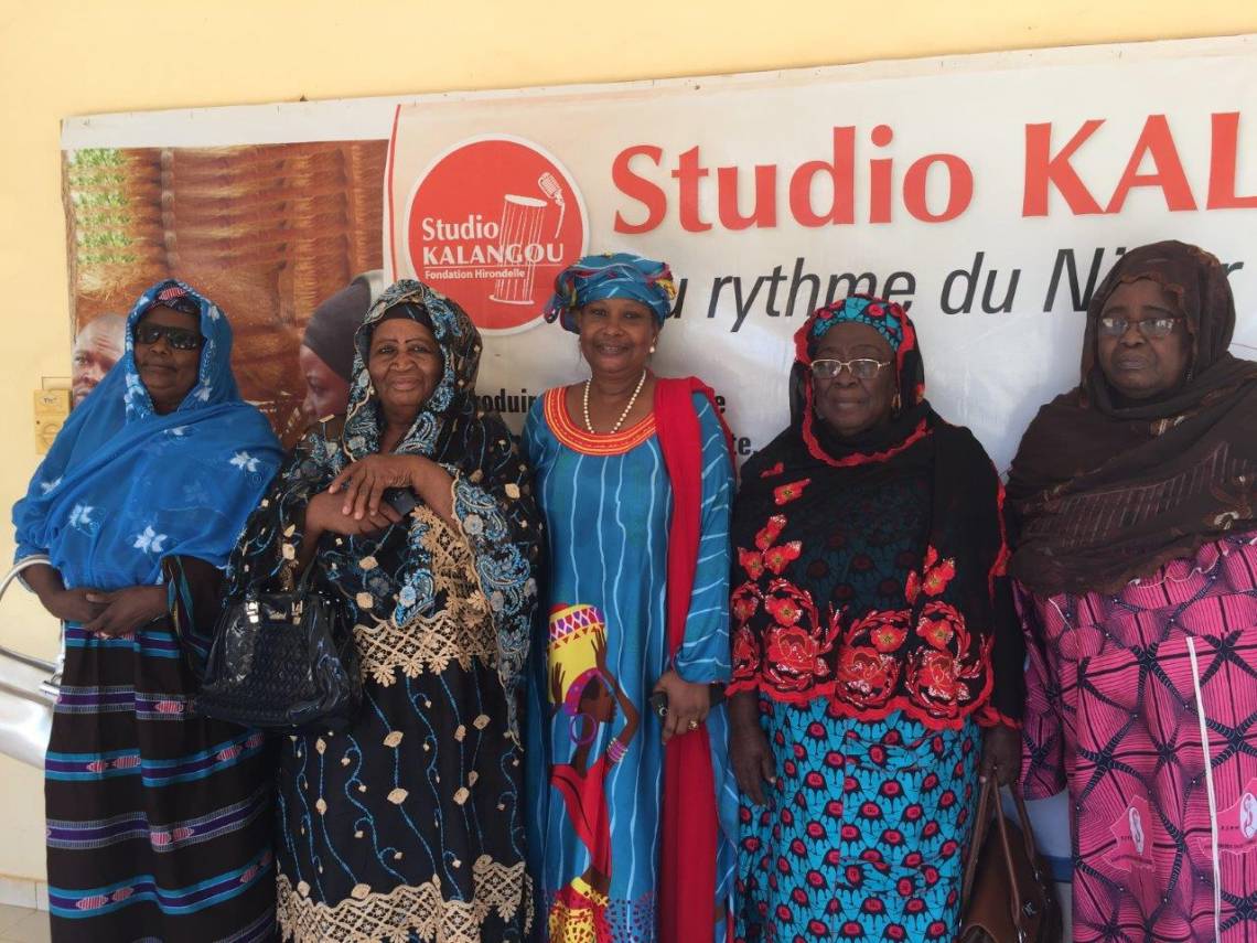 Five women&#039;s rights activists in Niger, during their visit at Studio Kalangou on May 13, 2018.