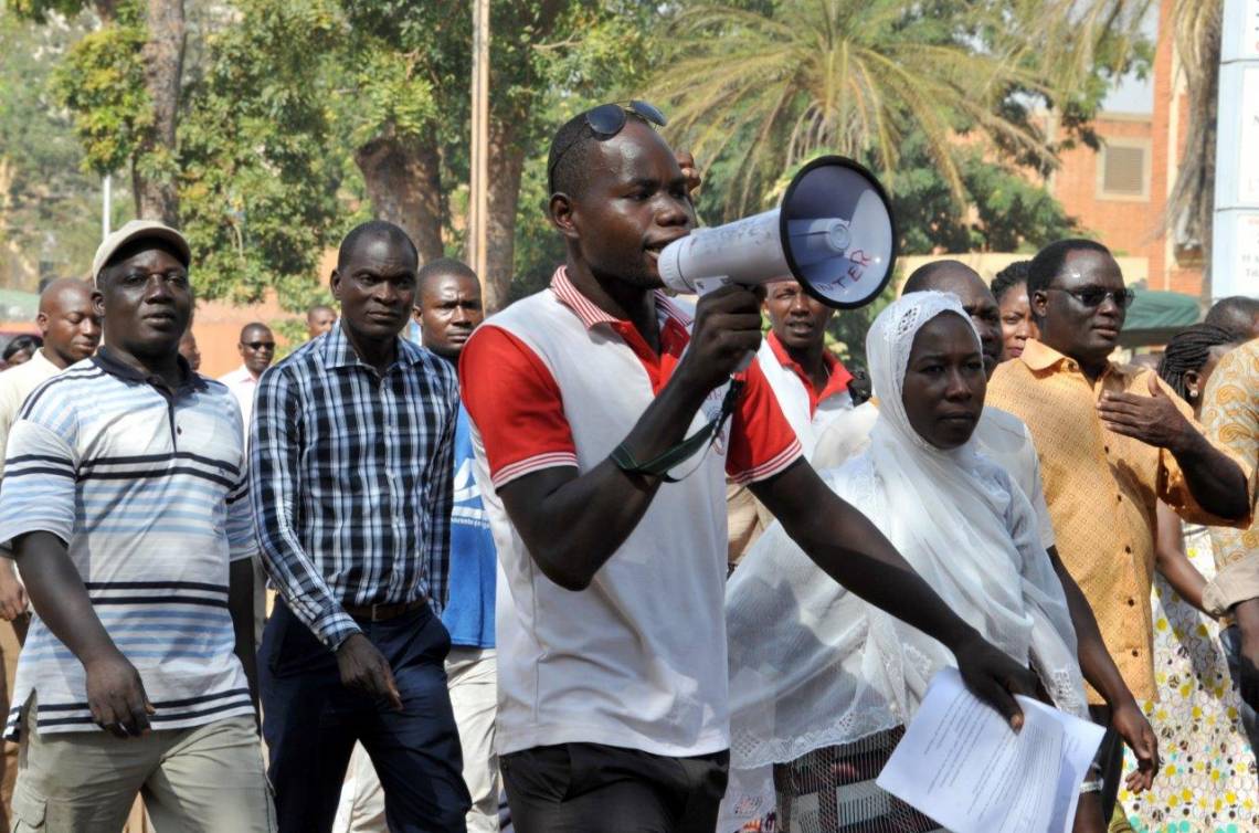Lors d&#039;une manifestation d&#039;enseignants à Ouagadougou en octobre 2017.