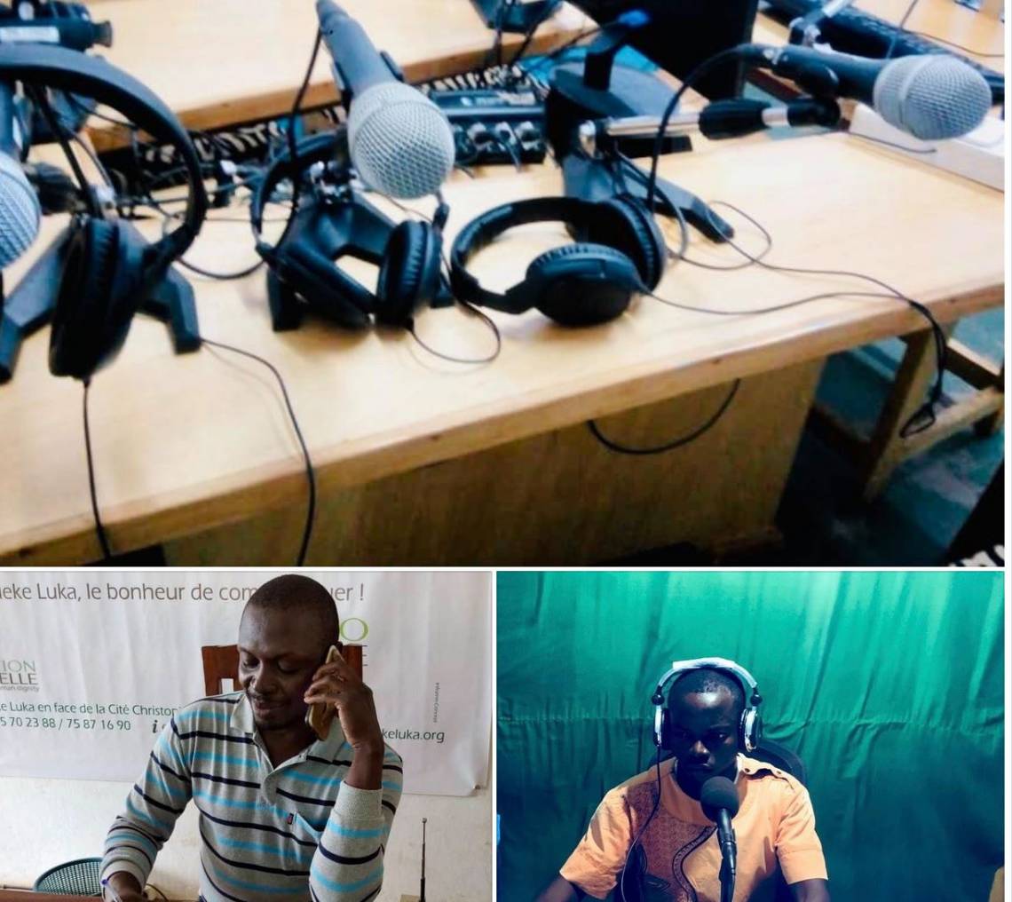 Distance learning session between the Programme Advisor of Radio Ndeke Luka and a partner radio station in the Central African Republic.