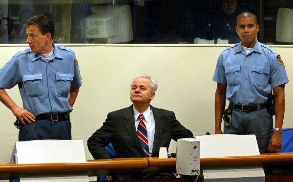  Former Serb President, Slobodan Milosevic facing the ICTY judges the 2nd day of his trial in 2002.